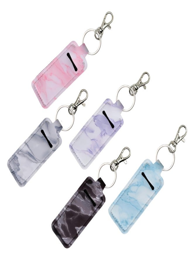 YKuzLx 5 Packs Chapstick Holder Keychain - Cute Lip Balm Clip with Keychain Clip for Woman (Black,Grey,Blue,Purple,Pink) - Image 1